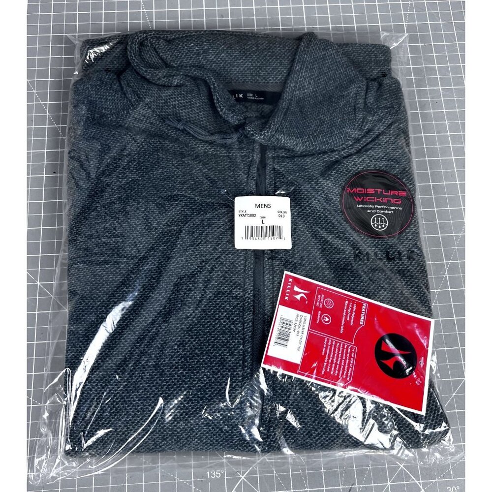 Killik Long Sleeve 1/4 Zip Charcoal Heather Pullover Men's Essential Sz L New - Picture 2 of 7